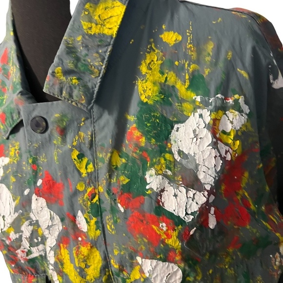 NWOT Zara Unisex Custom Splatter paint Jacket, Size XL - Picture 7 of 15